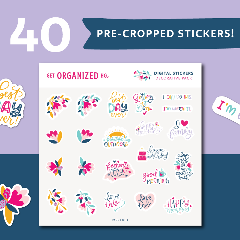 Digital Sticker Sample Pack (included in the 2023 Get Organized HQ Pla