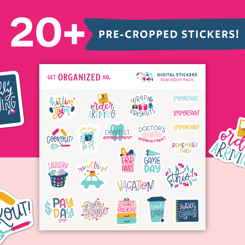 Digital Sticker Sample Pack (included in the 2023 Get Organized HQ Pla