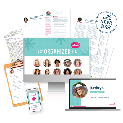 Various devices playing sessions and various printables (like transcripts, worksheets, cheat sheets, and more) fanned out behind them, with a badge that says 'All new! 2024'