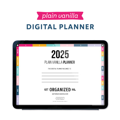 2025 Plain Vanilla Tablet Planner