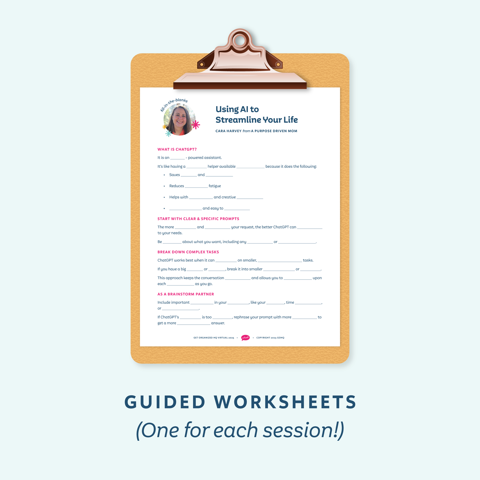 Guided Worksheets (One for each session!)
