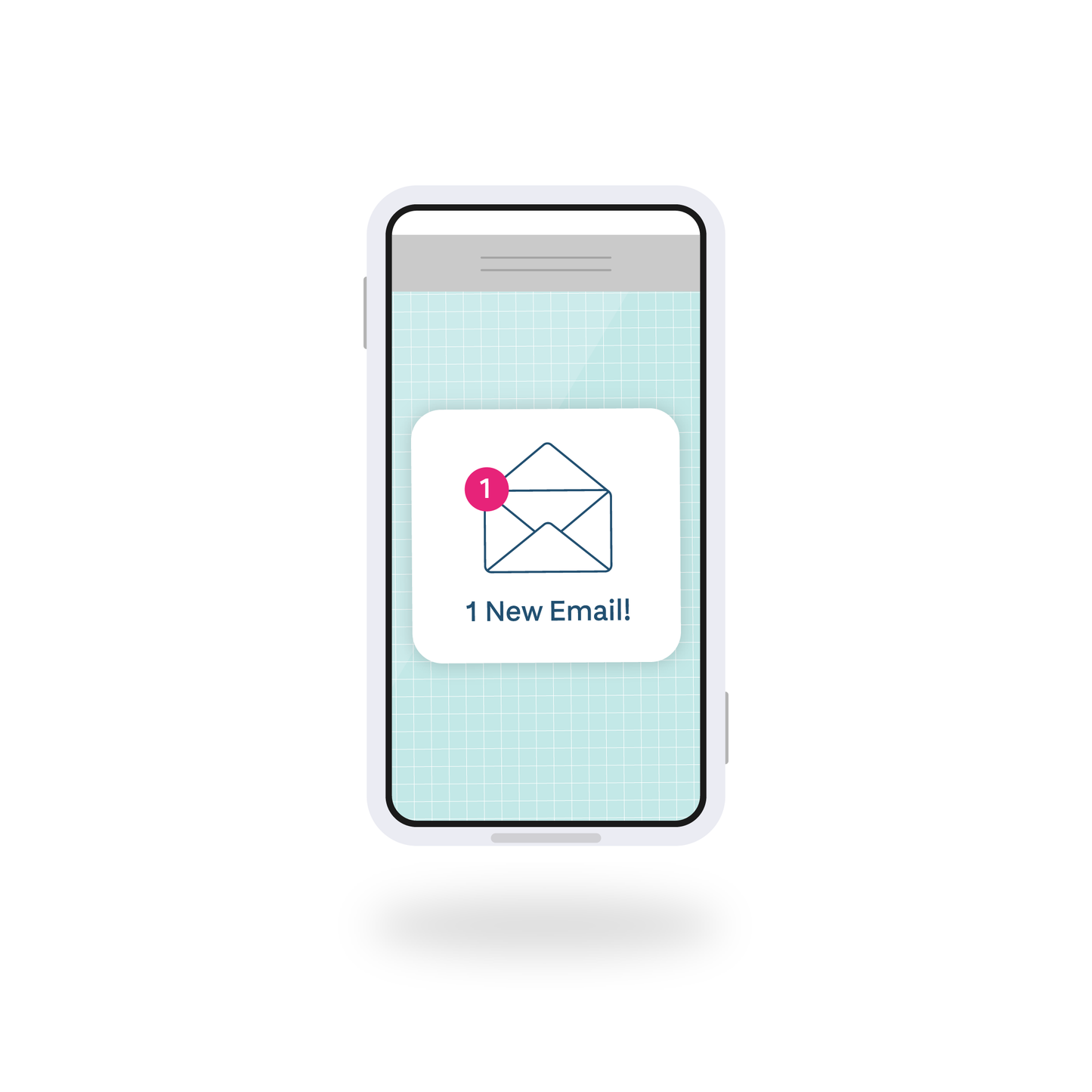 Phone with a '1 New Email' notification.