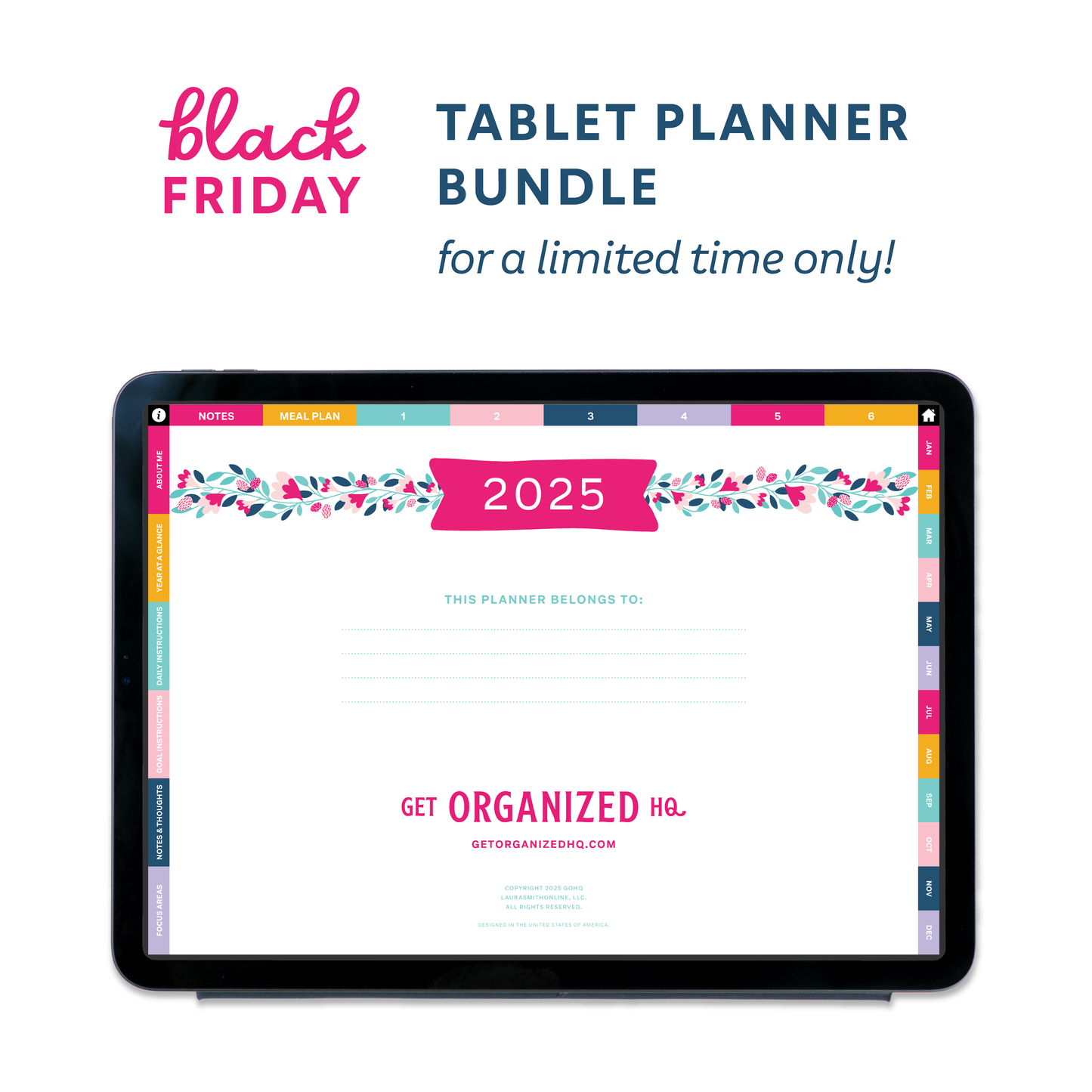 EARLY BLACK FRIDAY SALE! 2025 Get Organized HQ Tablet Planner Bundle