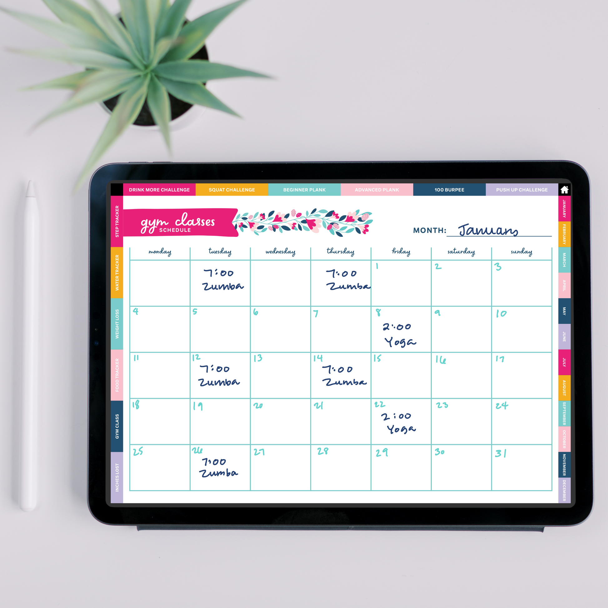 January gym class schedule