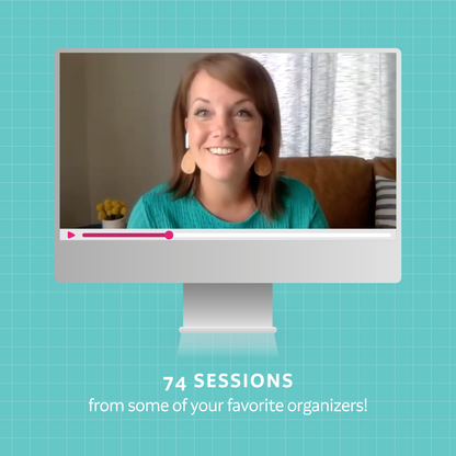 A mockup of a video of Dawn Madsen on a computer representing 74 sessions from some of your favorite organizers!
