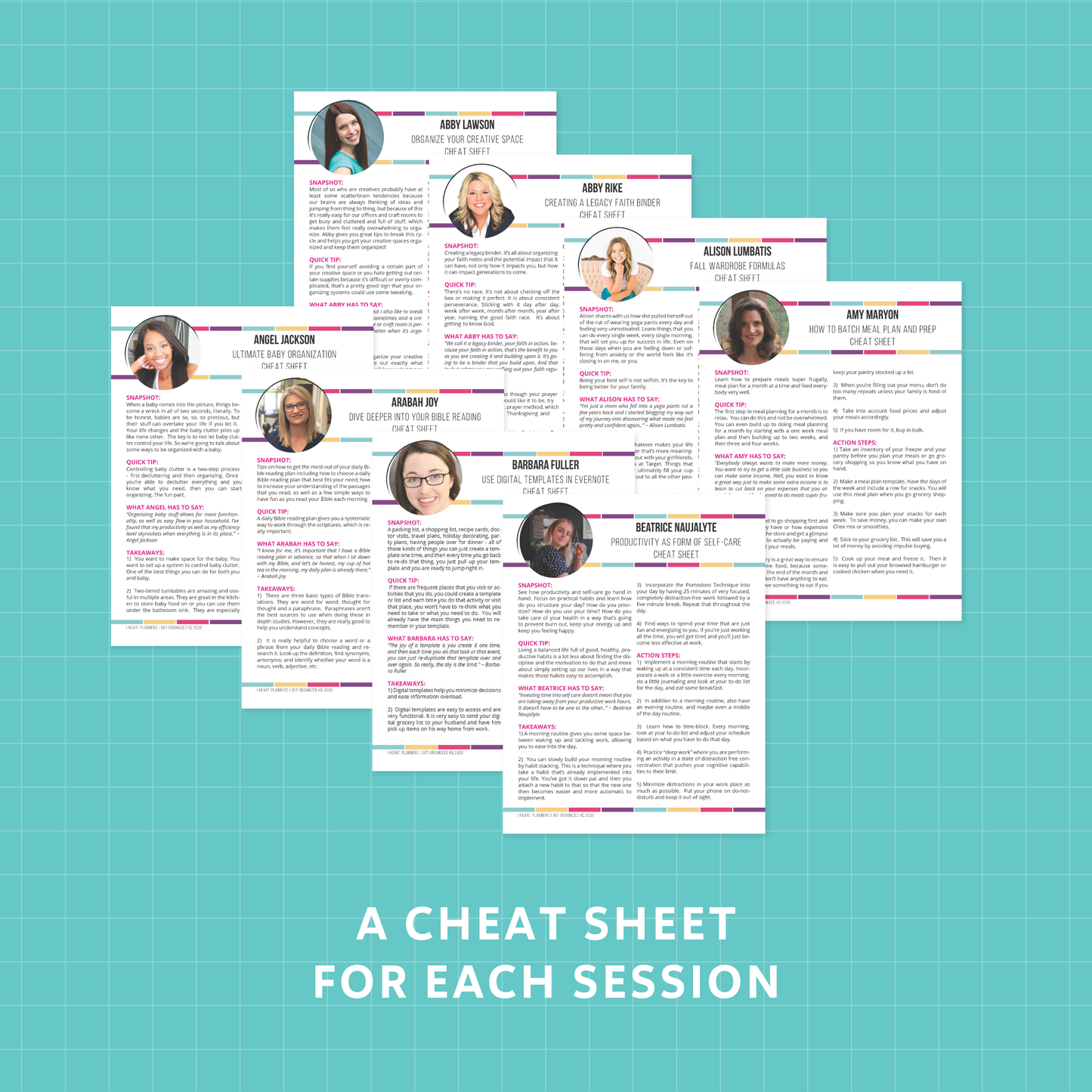 A cheat sheet for each session