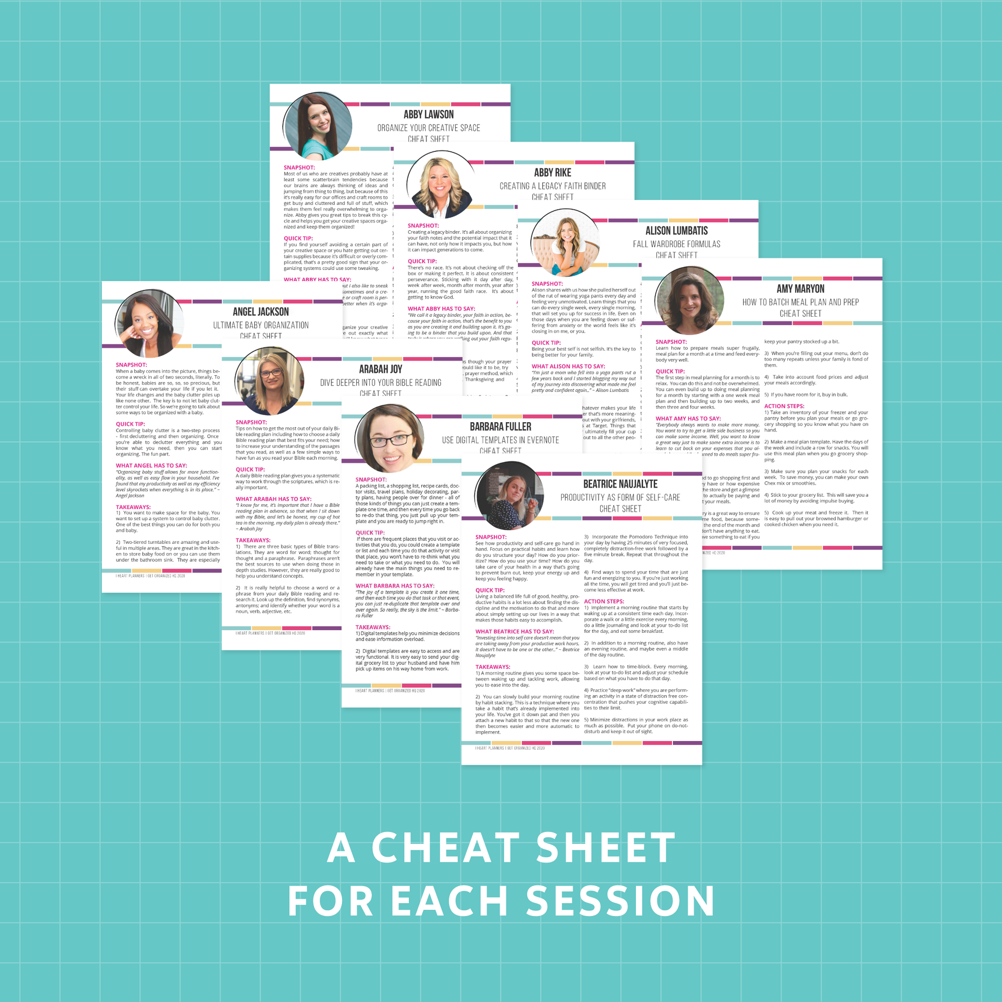 A cheat sheet for each session