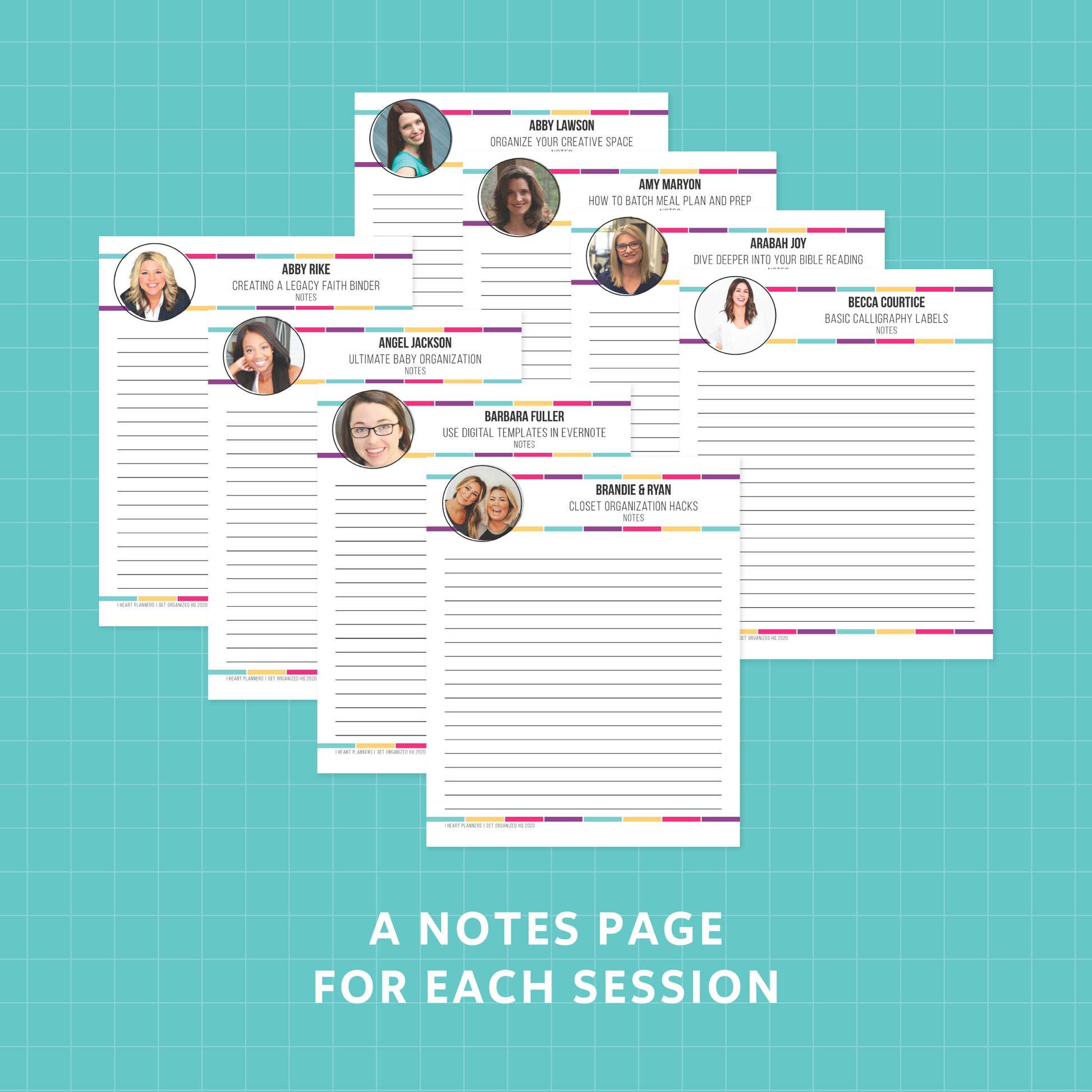 A blank lined notes page for each session