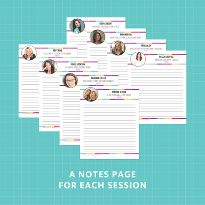 A blank lined notes page for each session