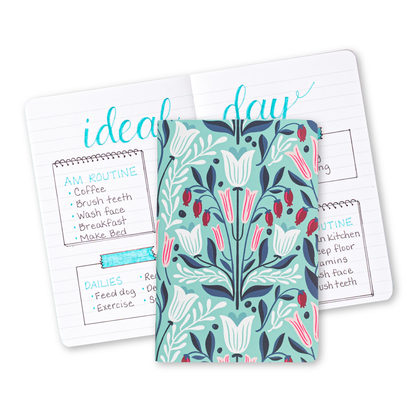 NEW Mini Notebook: Teal Tulips
