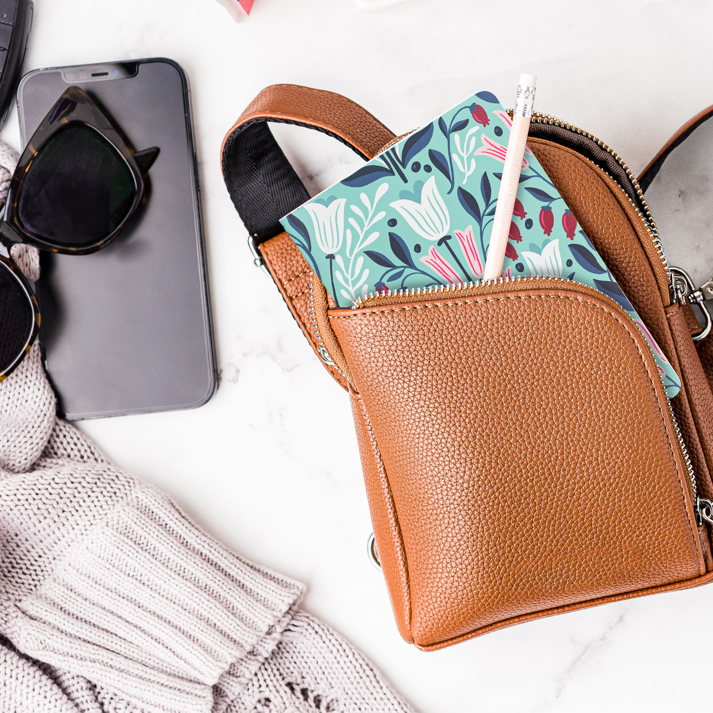 NEW Mini Notebook: Teal Tulips