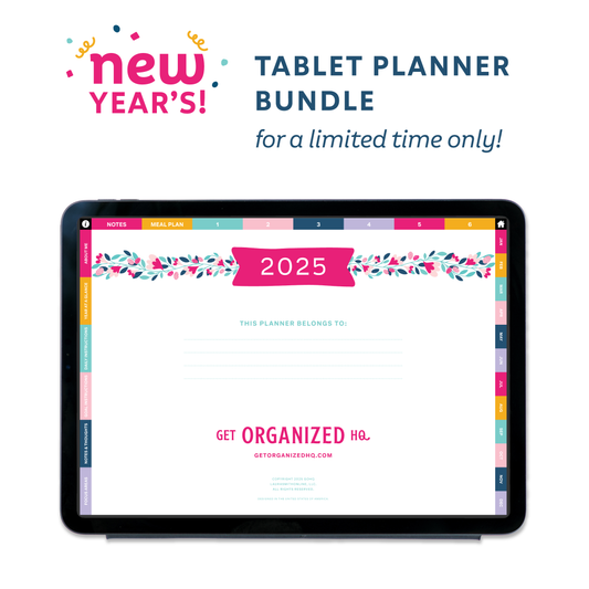 NEW YEARS SALE! 2025 Get Organized HQ Tablet Planner Bundle