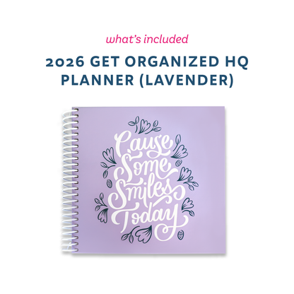What's included: 2026 Get Organized HQ Planner (Lavender)