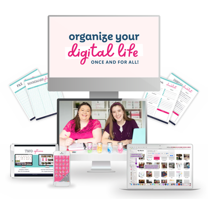 A mockup of everything included in the Organize Your Digital Life course