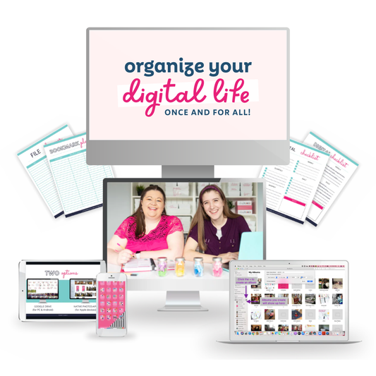 A mockup of everything included in the Organize Your Digital Life course