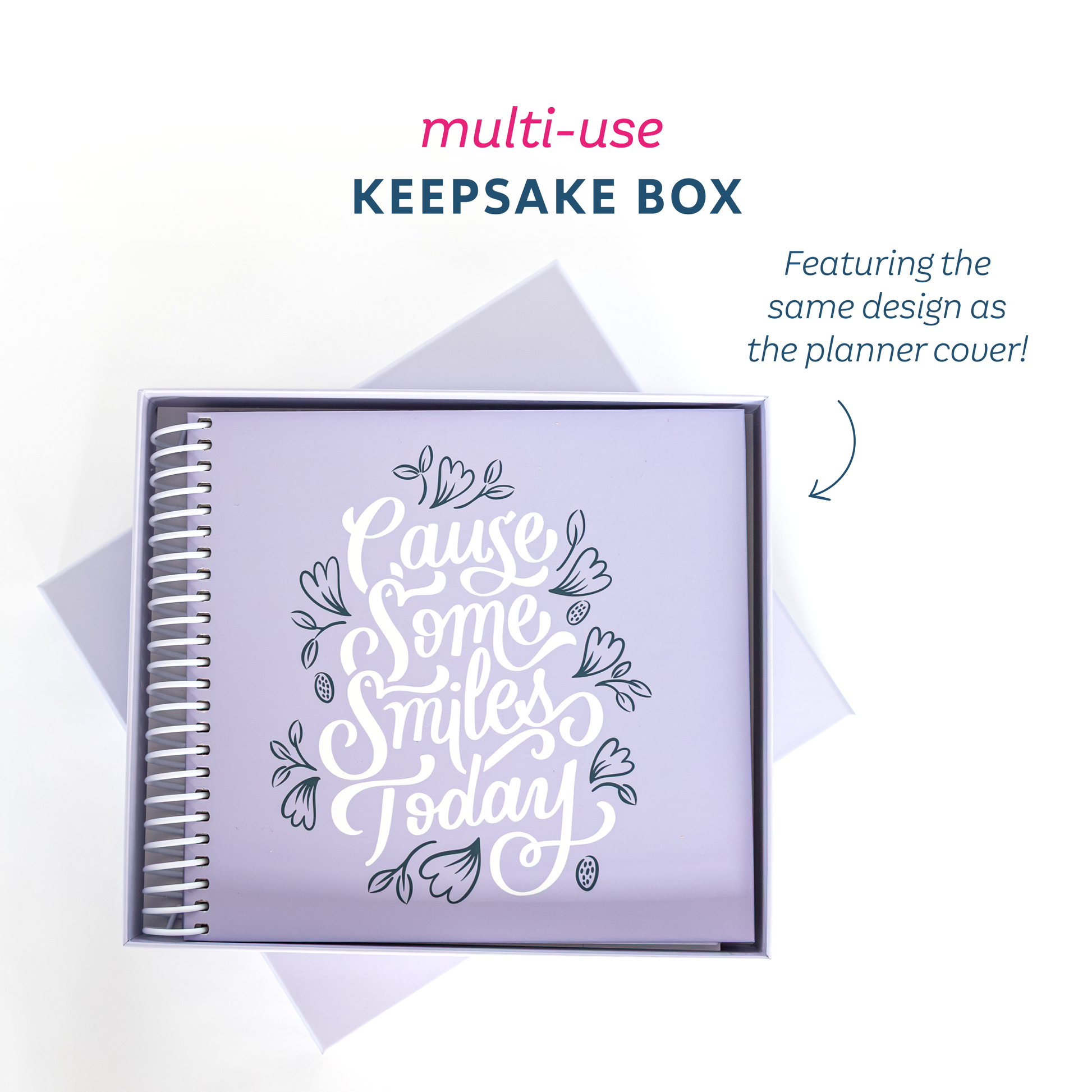 Multi-use keepsake box that features the same design as the planner cover on a white background