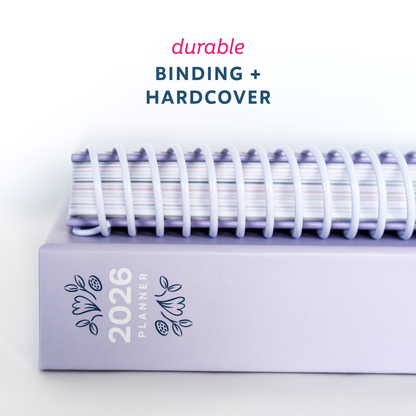 2026 planner with durable binding and hardcover on a white background