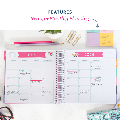 Yearly and monthly planning pages