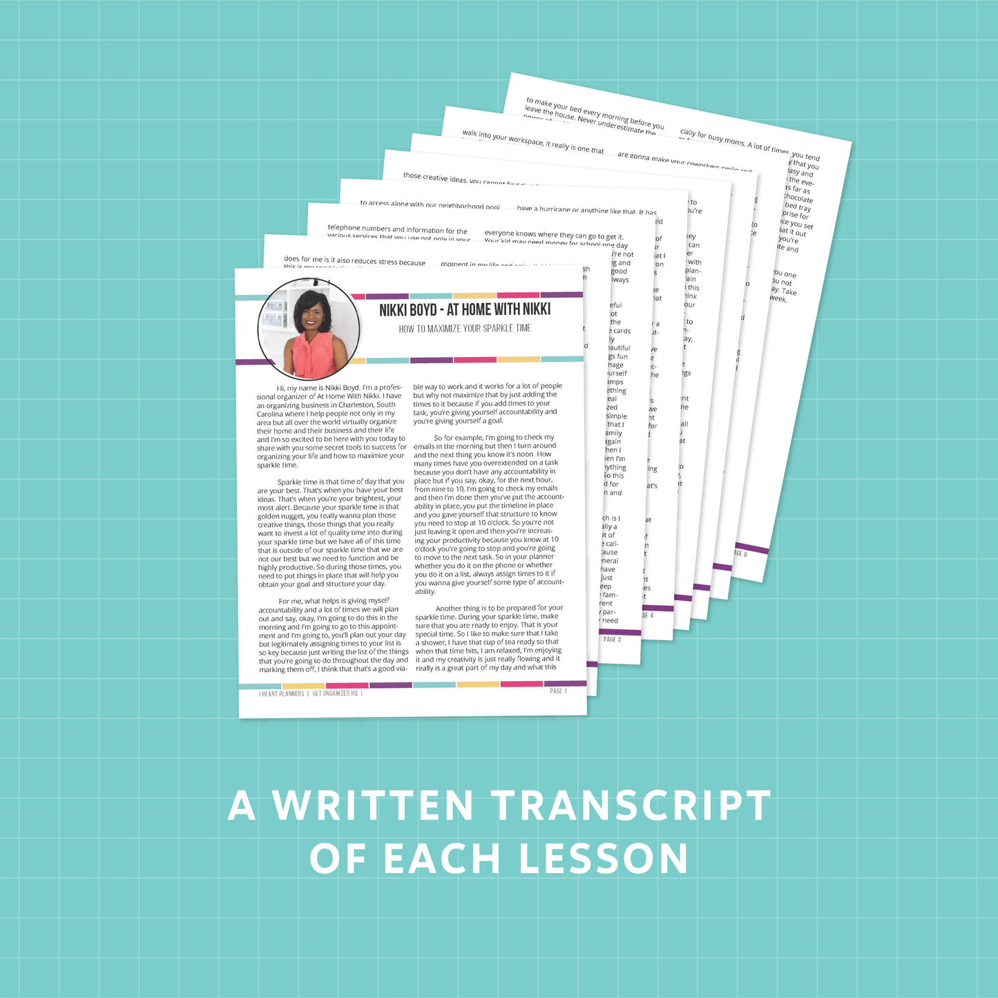 A written transcript of each lesson