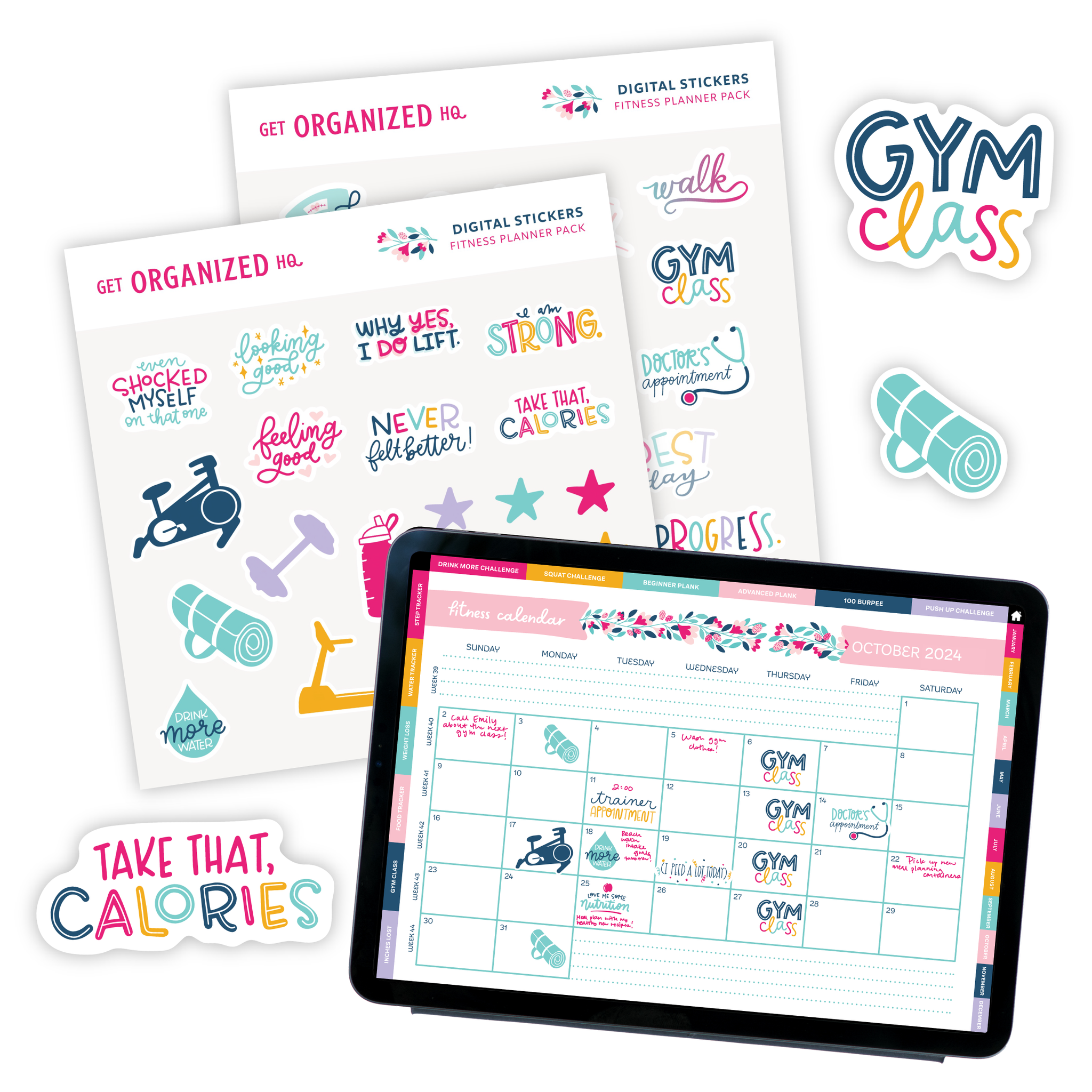 Fitness Digital Planner Stickers – Paper Hearts Planner Co.