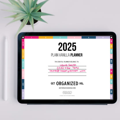 2025 Plain Vanilla Tablet Planner