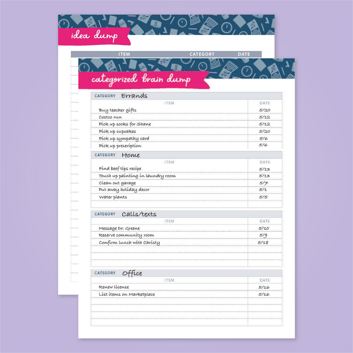 Productivity Packet Productivity Printable Pack – Get Organized HQ