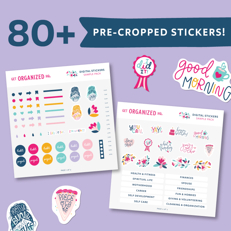 Digital Sticker Sample Pack (included in the 2023 Get Organized HQ Planner)