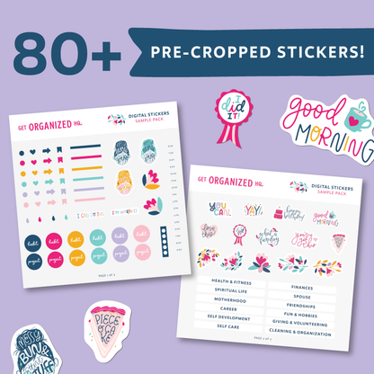 Digital Sticker Sample Pack (included in the 2023 Get Organized HQ Planner)
