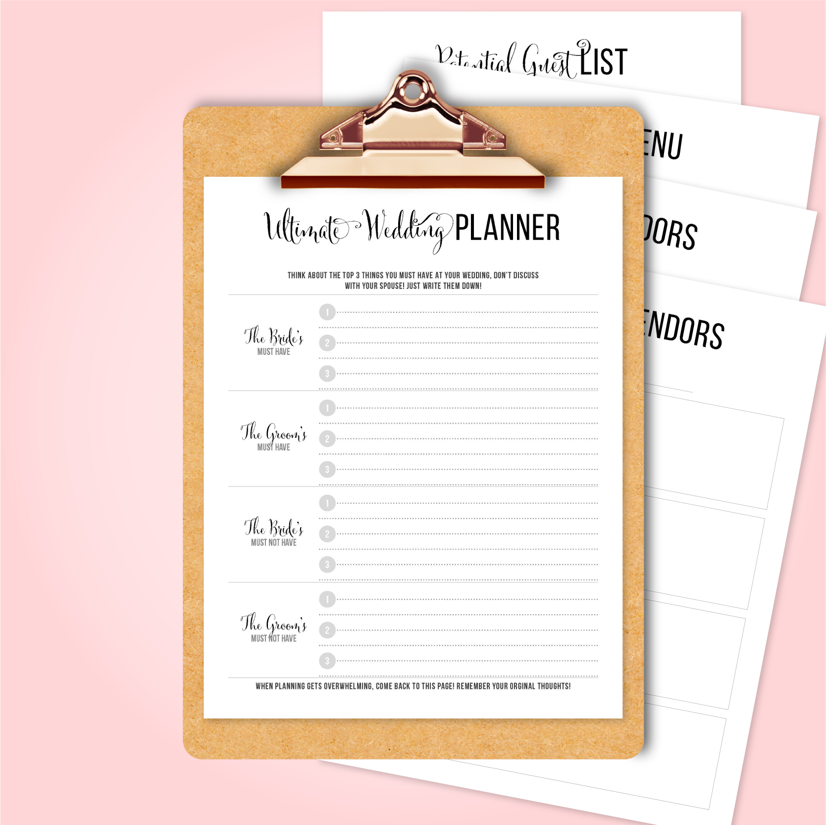 Printable Wedding Planner Kit for Organizing Your Dream Wedding