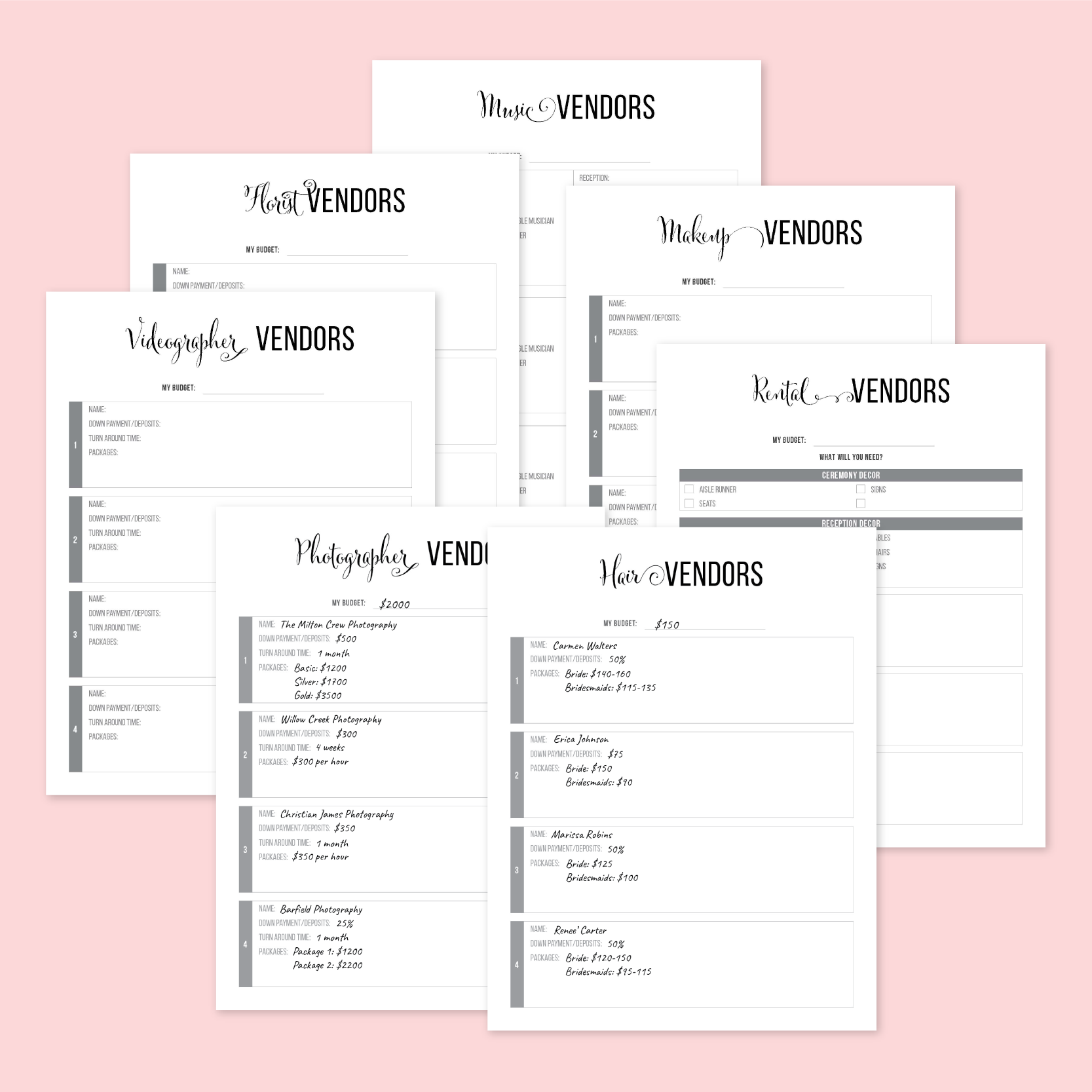 Downloadable Wedding Planner Printable Planner Kit Planning